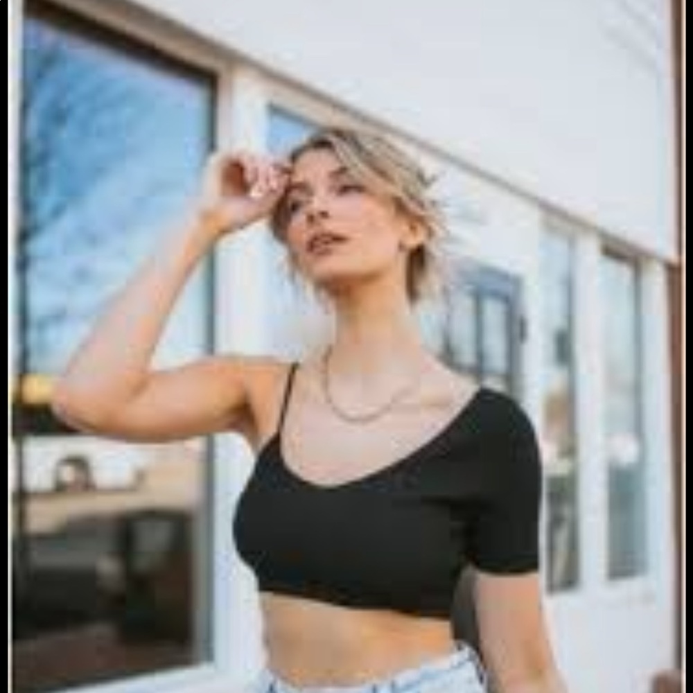 S black Asymmetrical crop top